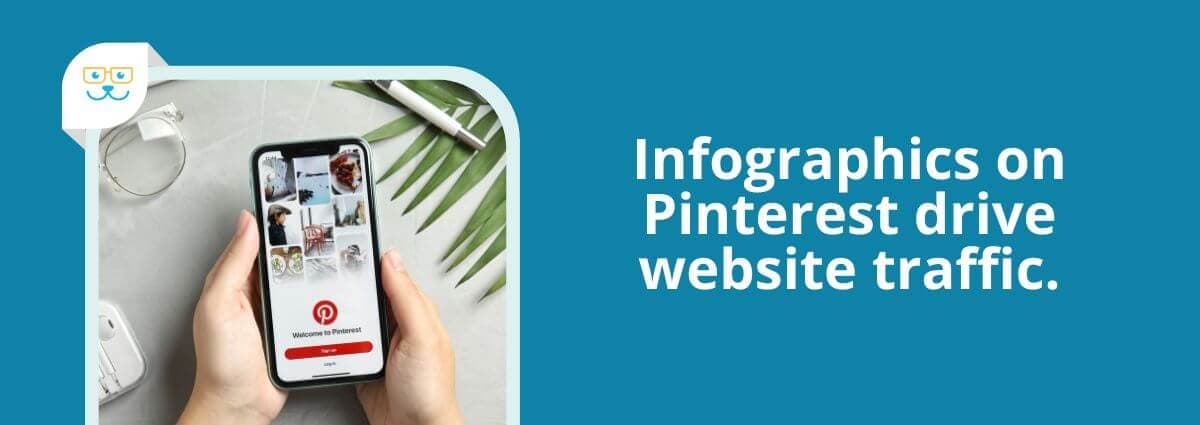 Infographics on Pinterest drive website traffic.