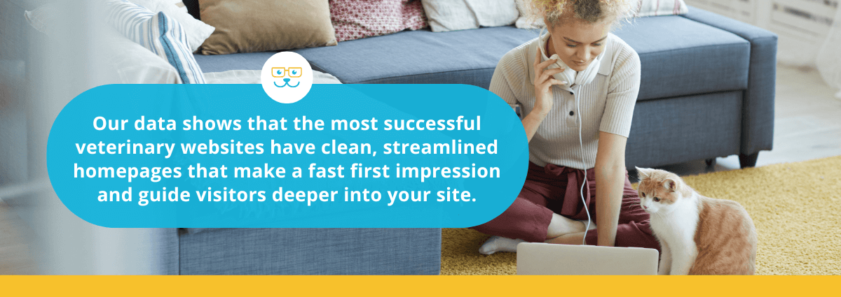 the most successful veterinary websites have clean, streamlined homepages