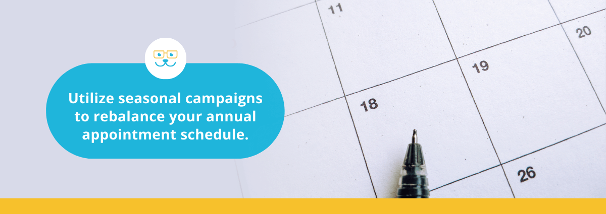 Utilize seasonal campaigns to rebalance your annual appointment schedule