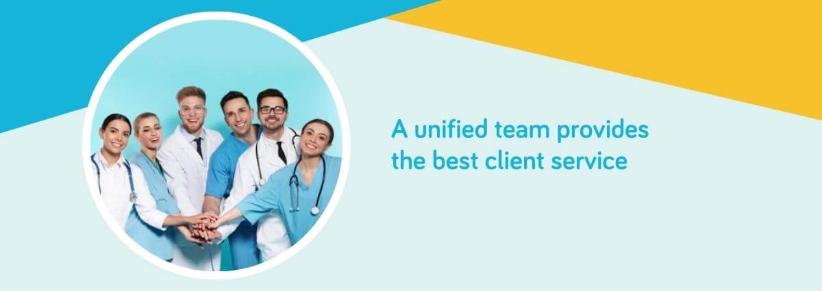 Photo of the team unified for the bet client service