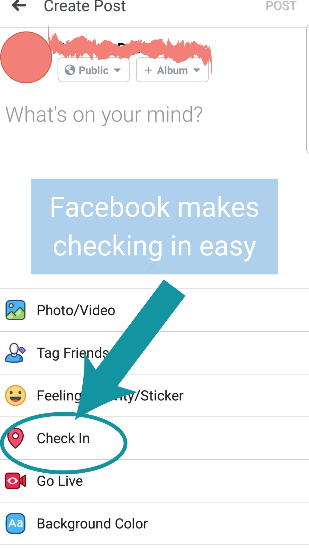 Screenshot of the post creation field on Facebook mobile
