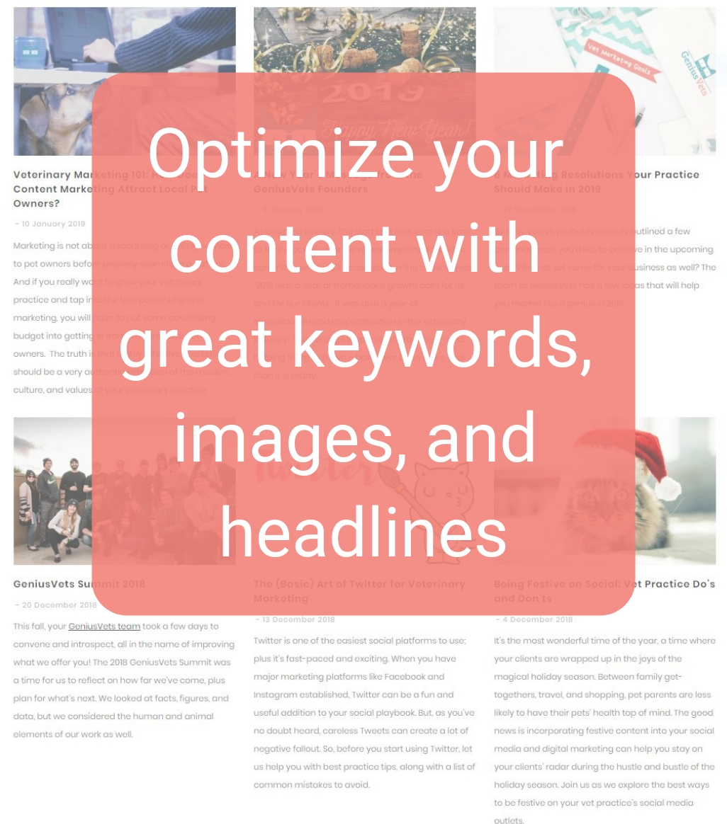 Optimize your content with great keywords, images, and headlines