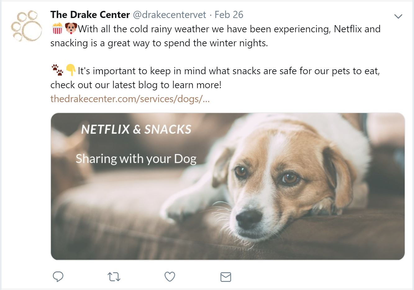Screenshot of an educational tweet from The Drake Center