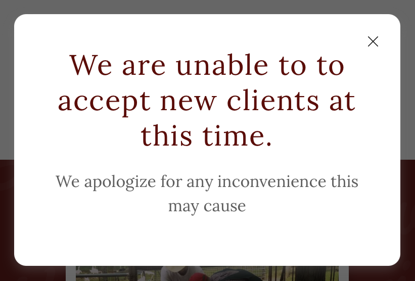"No new clients" photo