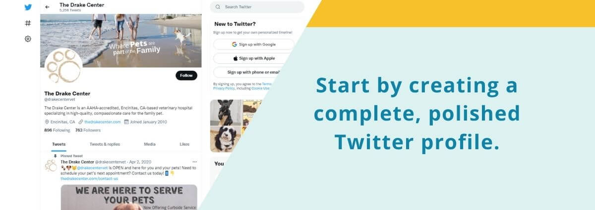 Start by creating a complete, polished Twitter profile